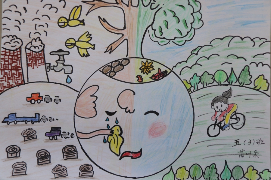 低碳环保主题的部分绘画作品 - 银川市金凤区第三小学