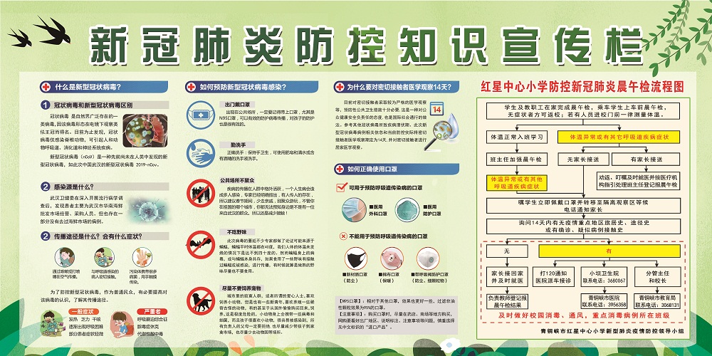 红星中心小学新冠肺炎防控知识宣传栏