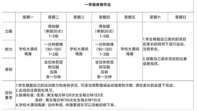 一年级体育作业 银川市西夏区第八小学 宁夏教育资源公共服务平台