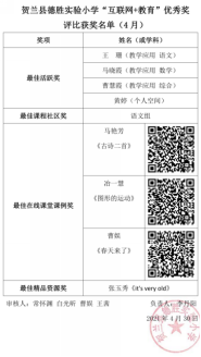 贺兰县德胜实验小学“互联网+教育”优秀奖 评比获奖名单_01